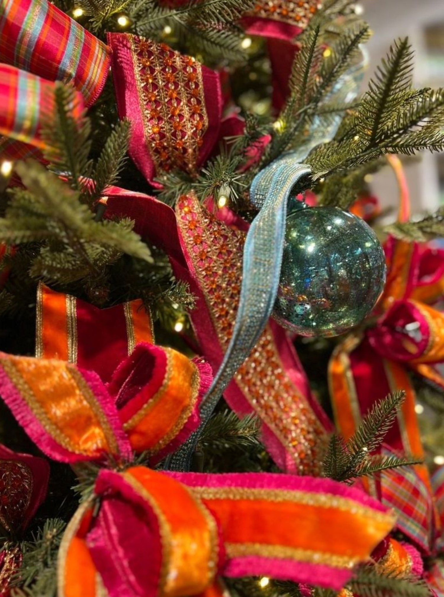 Shop For 1.5" Metallic Dupion Duchess Jewel Ribbon: Hot Pink/Orange (10 Yards) at Michelle's aDOORable Creations