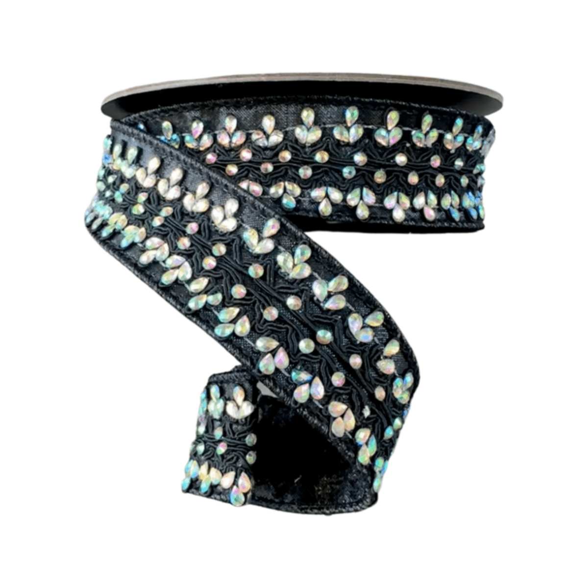 Shop For 1.5" Metallic Dupion Iris Jewel Ribbon: Black (5 Yards)