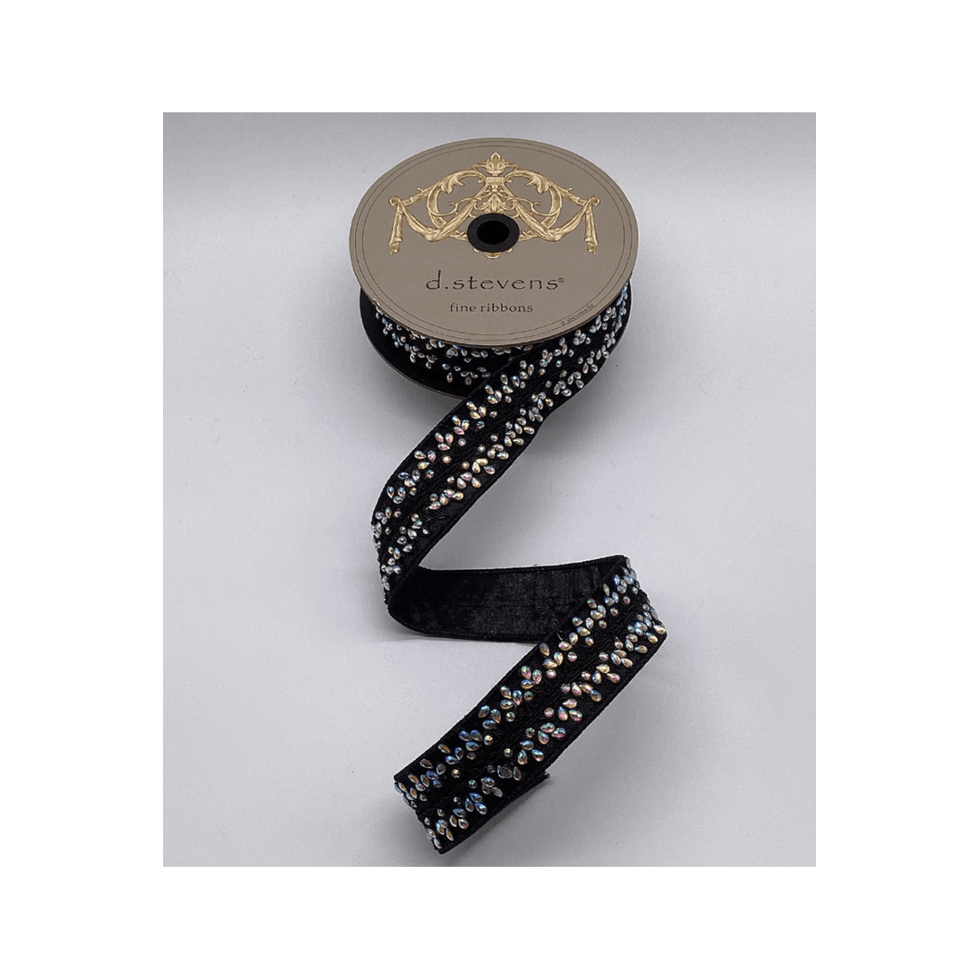 Shop For 1.5" Metallic Dupion Iris Jewel Ribbon: Black (5 Yards)