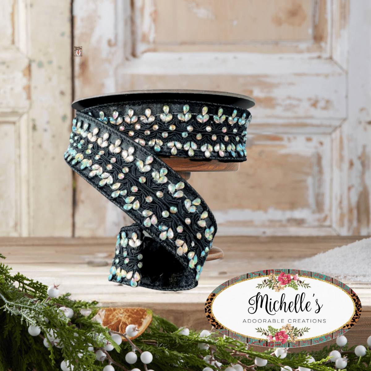 Shop For 1.5" Metallic Dupion Iris Jewel Ribbon: Black (5 Yards)