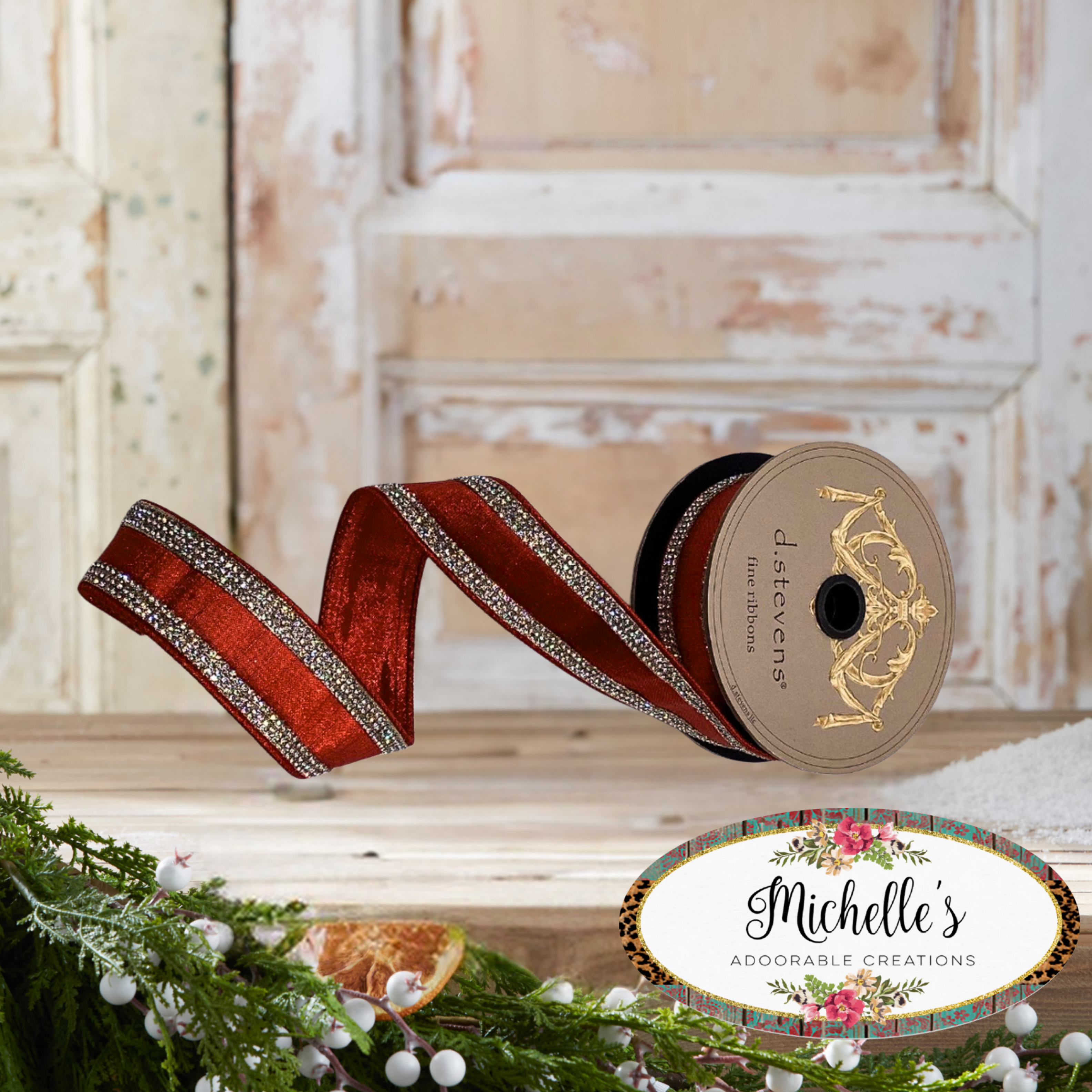 Shop For 1.5" Metallic Dupion Jewel Stripe Ribbon: Red (5 Yards)