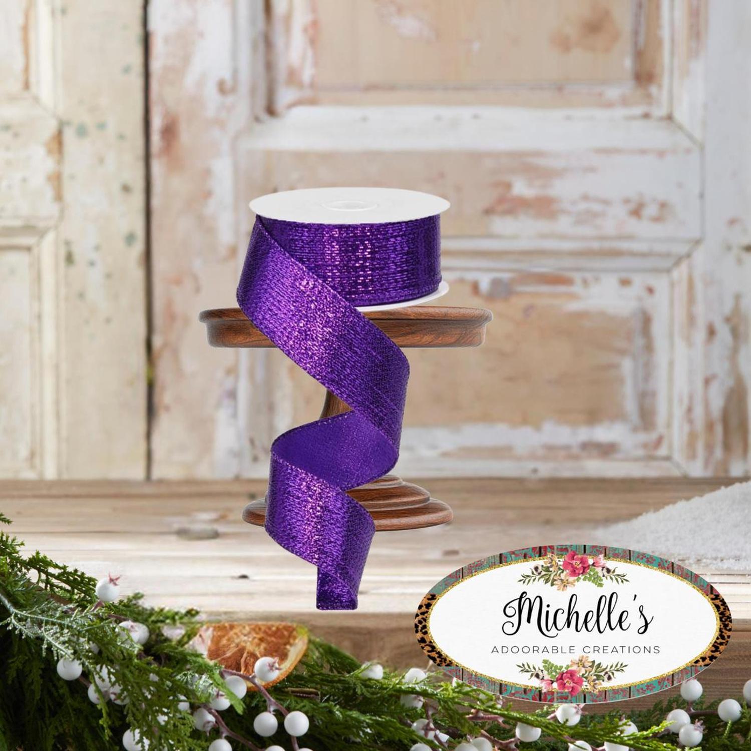 1.5" Metallic Lame Ribbon: Purple (10 Yards)