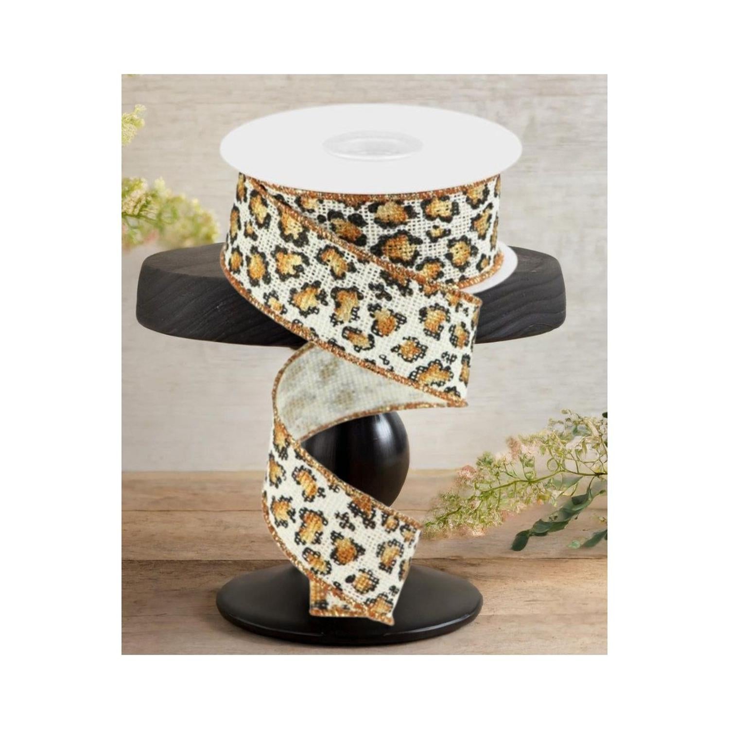 Shop For 1.5" Metallic Leopard Print Burlap Ribbon: Off White (10 Yards)