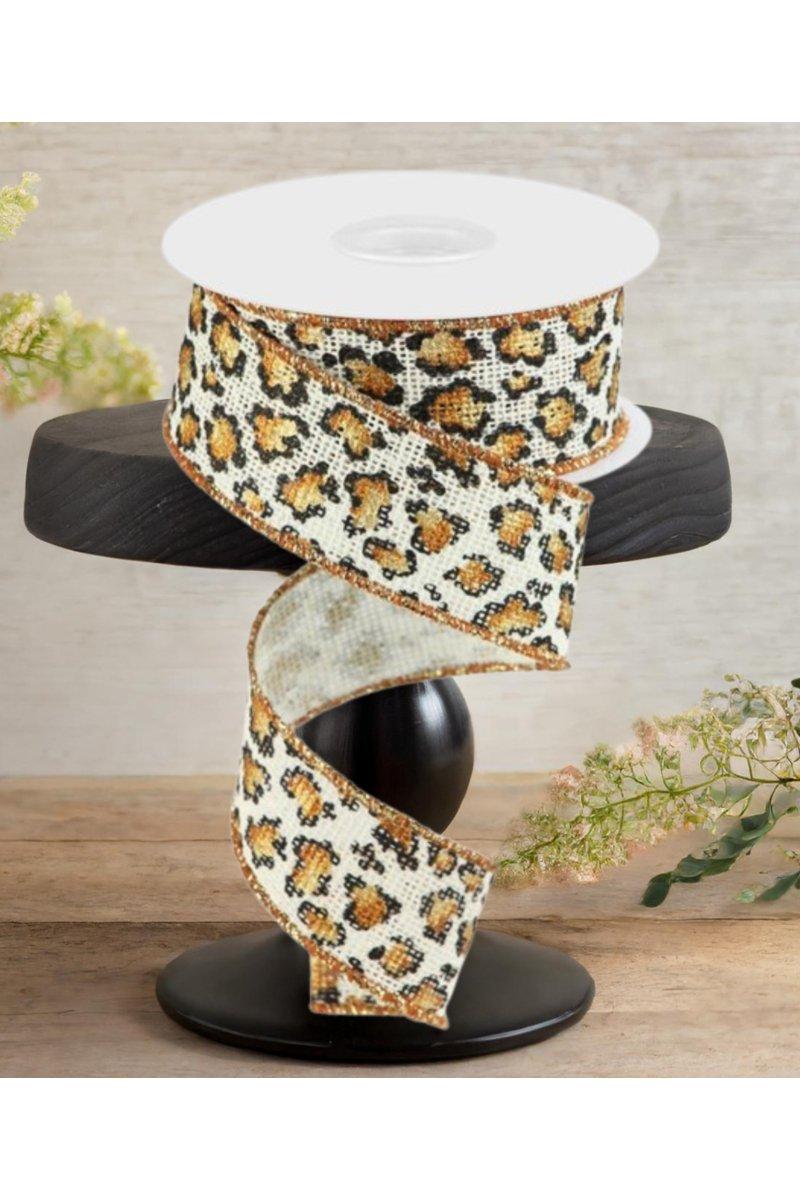 Shop For 1.5" Metallic Leopard Print Burlap Ribbon: Off White (10 Yards)