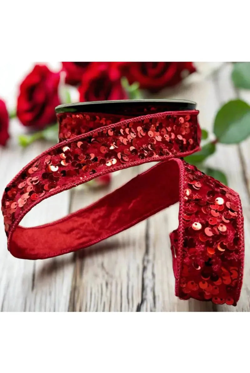 Shop For 1.5" Metallic Sequin Ribbon: Red (10 Yards) 18 - 4088