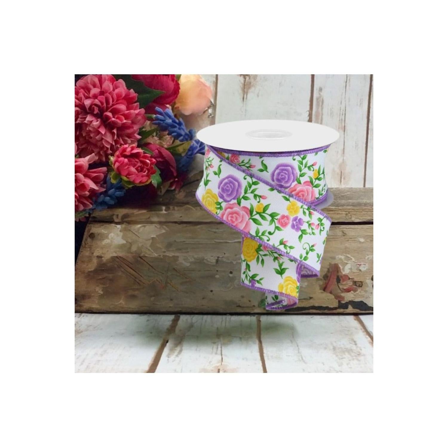 1.5" Mini Roses Ribbon: Lavender (10 Yards)