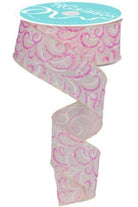 Shop For 1.5" Multi Swirls Glitter Ribbon: Cream/Pink/White (10 Yard)