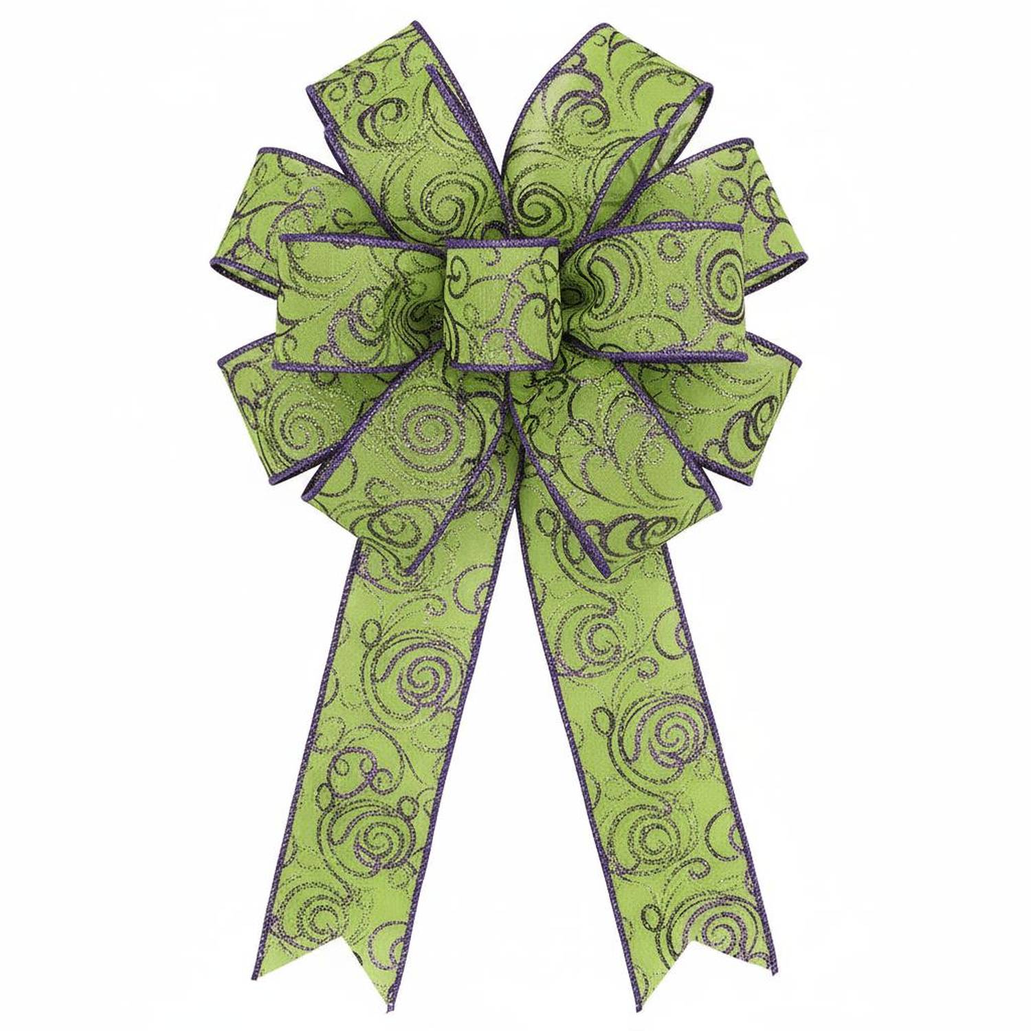 Shop For 1.5" Multi Swirls Glitter Ribbon: Lime Green/Purple (10 Yard)
