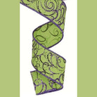 Shop For 1.5" Multi Swirls Glitter Ribbon: Lime Green/Purple (10 Yard)