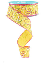 Shop For 1.5" Multi Swirls Glitter Ribbon: Yellow/Pink/Lime (10 Yard)