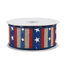 Shop For 1.5" Navy Glitter Stripes With Stars Ribbon: Natural (10 Yards)