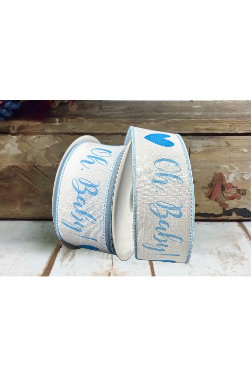 Shop For 1.5" Oh Baby Boy Ribbon: Blue & White (10 Yards)