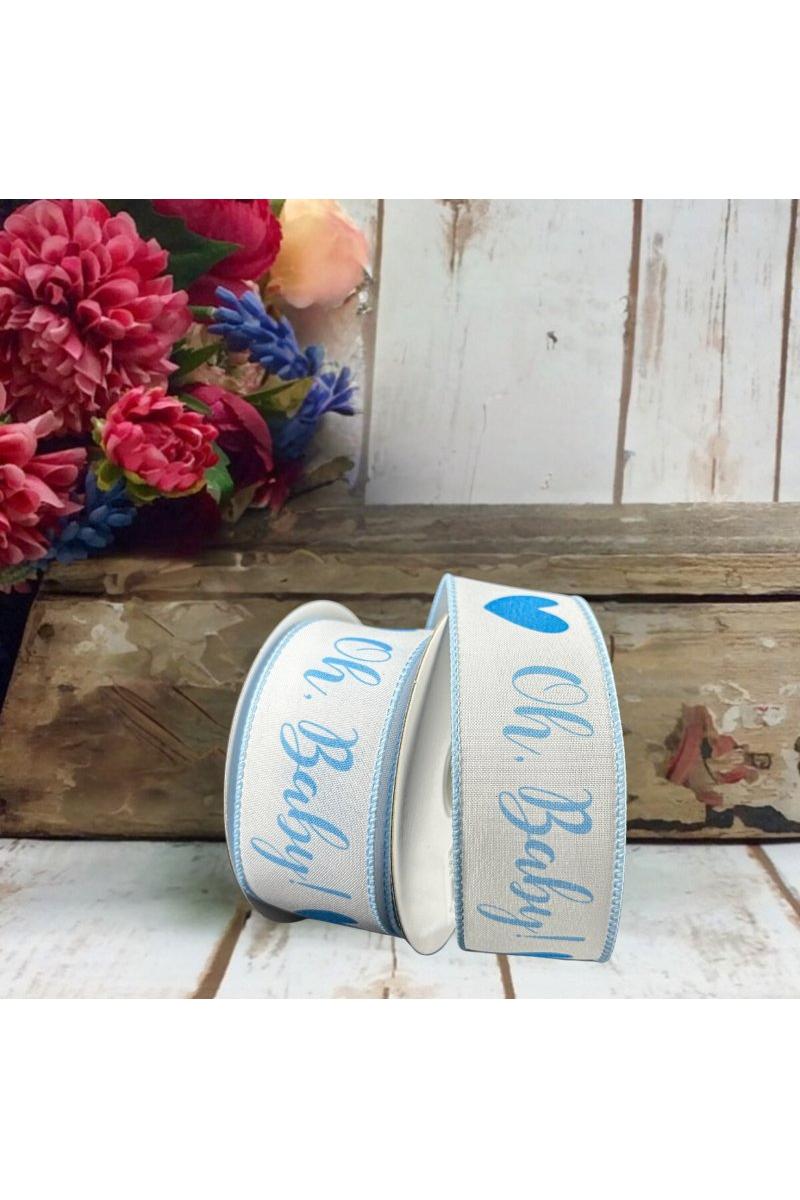 Shop For 1.5" Oh Baby Boy Ribbon: Blue & White (10 Yards)