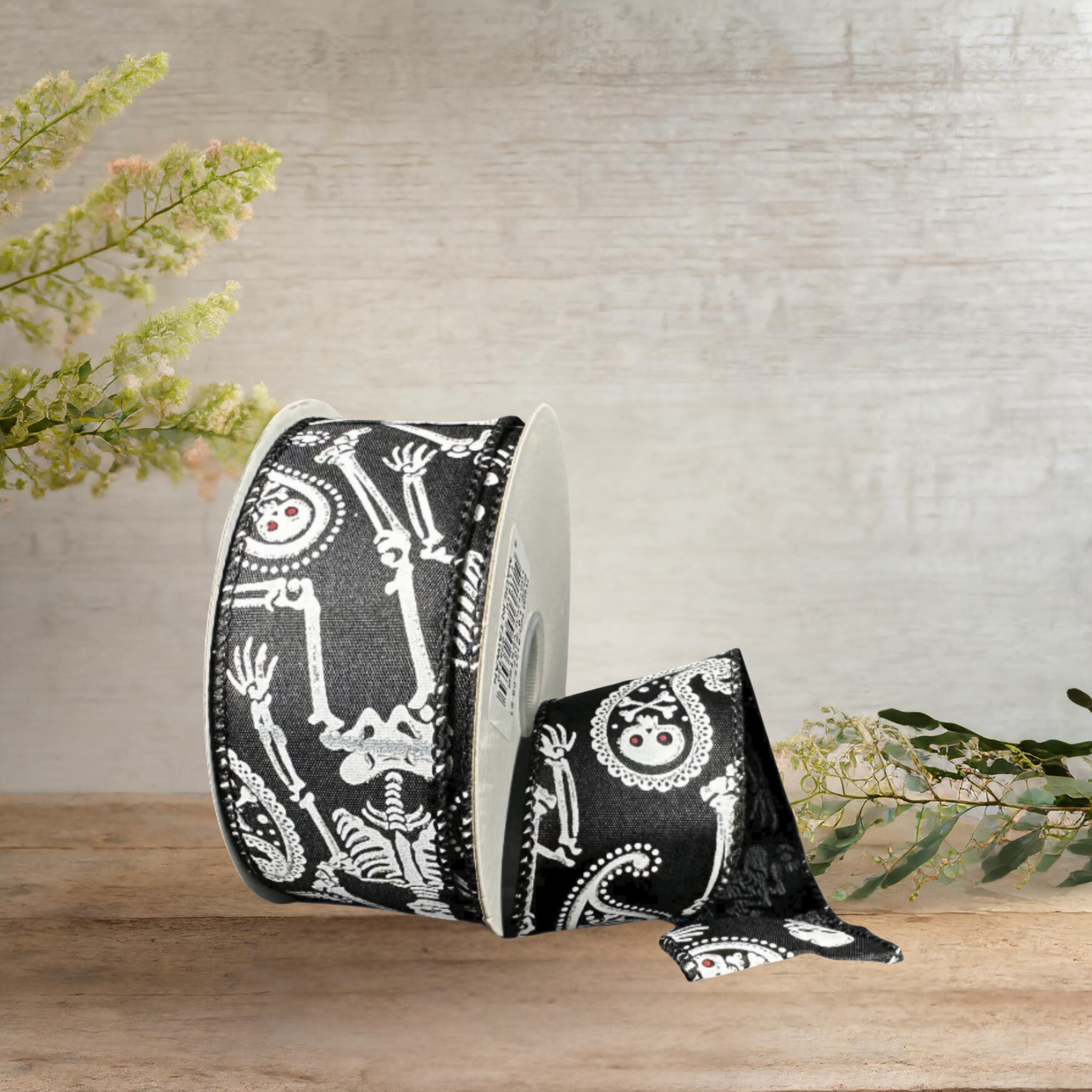 Shop For 1.5" Paisley Skull Halloween Ribbon: Black (10 Yards)