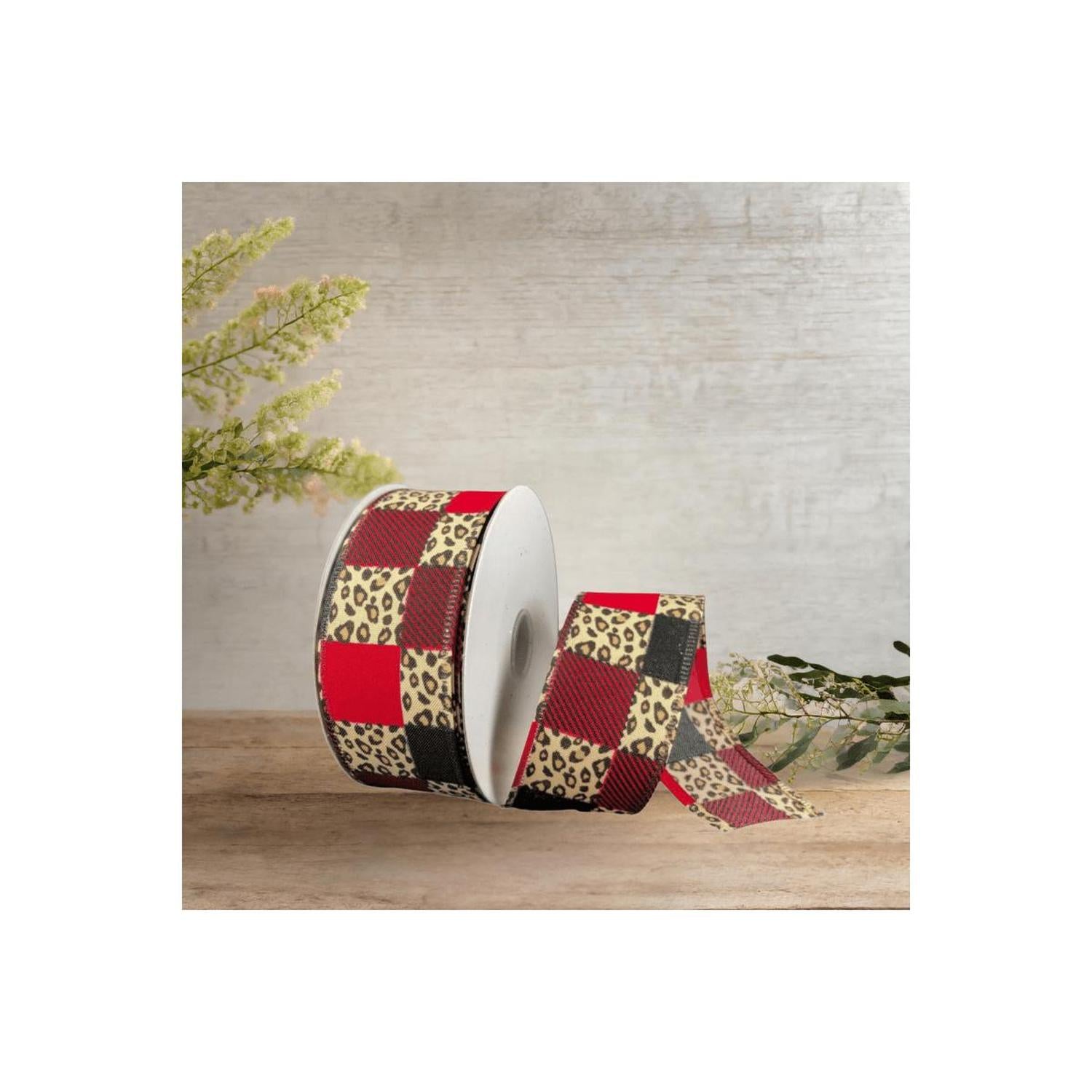 Shop For 1.5" Patchwork Leopard Ribbon: Red (10 Yards)
