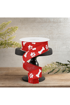 Shop For 1.5" Paw Print Royal Ribbon: Red & White (10 Yards)