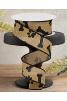 Shop For 1.5" Paw Print Royal Ribbon: Tan & Black (10 Yards)