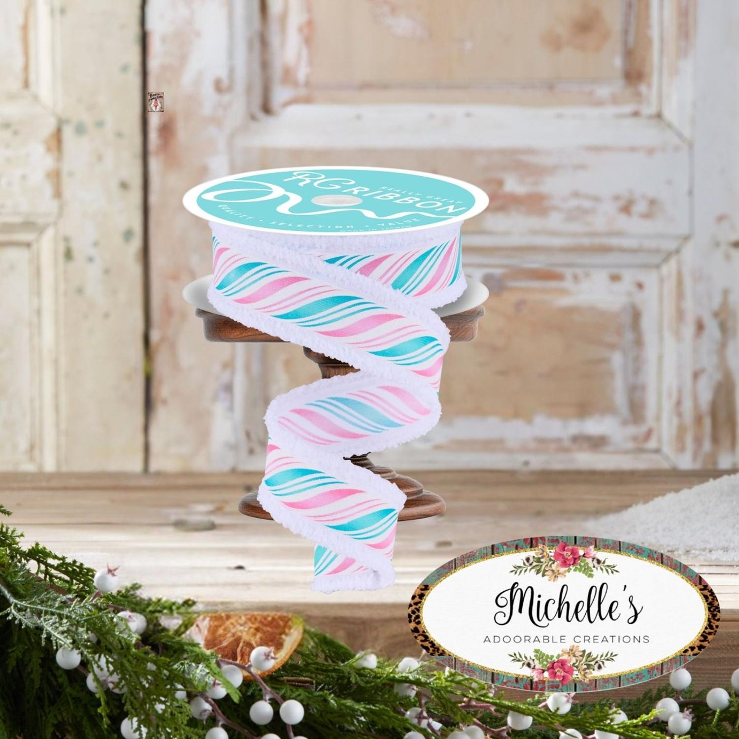 Shop For 1.5" Peppermint Twist Drift Ribbon: Pink/Mint (10 Yards)
