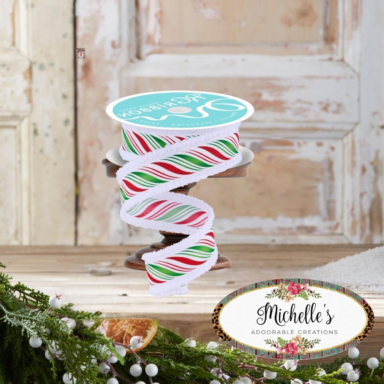 1.5" Peppermint Twist Drift Ribbon: Red/Green (10 Yards)