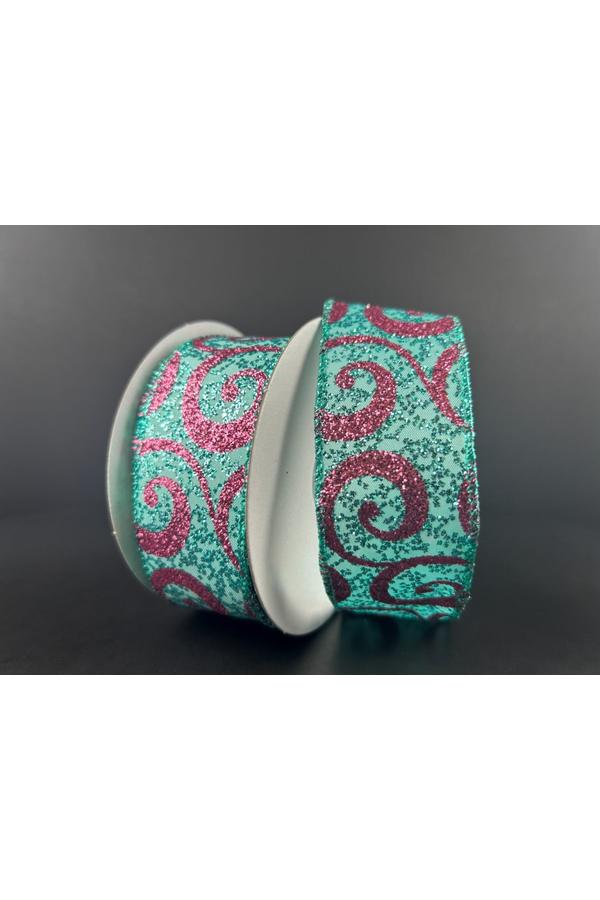 Shop For 1.5" Pink Glitter Swirl Ribbon: Teal (10 Yards) 71401 - 09 - 45