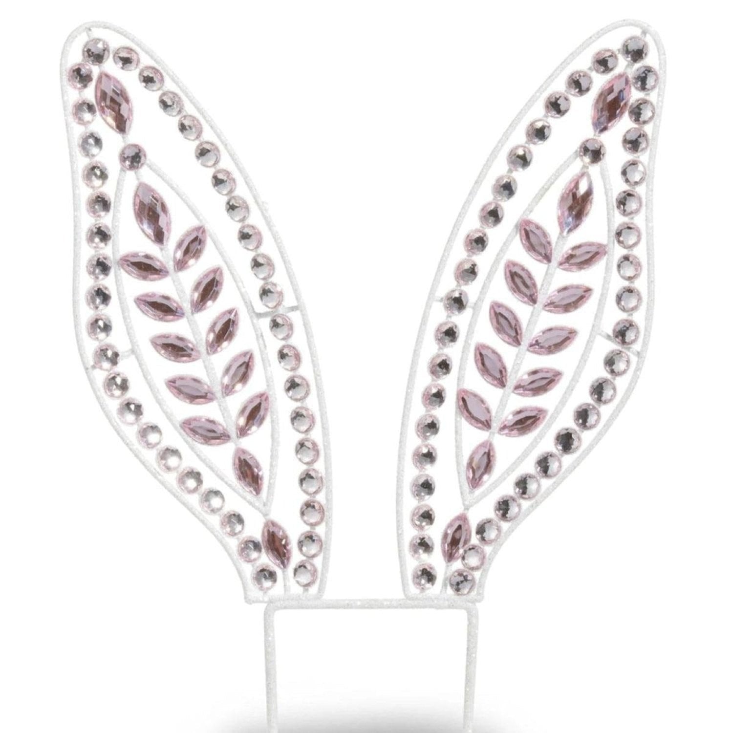 15" Pink Jeweled Bunny Ear Floral Stake