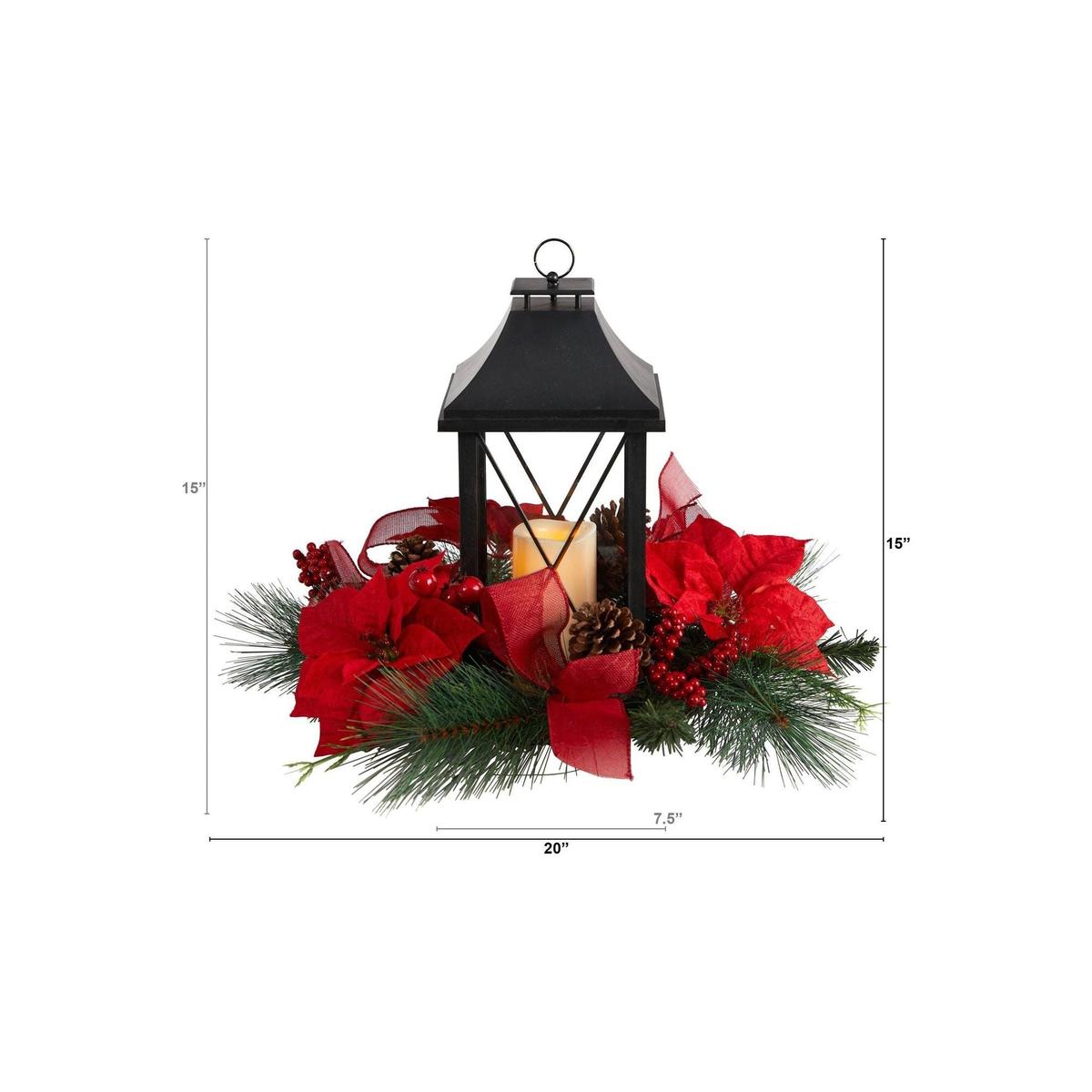Shop For 15” Poinsettia Lantern and LED Candle Table Arrangement