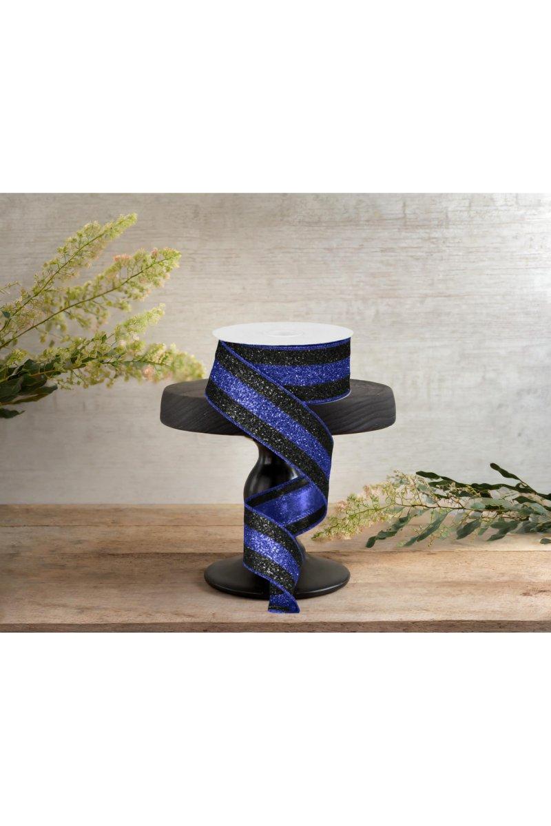 Shop For 1.5" Police Support Ribbon: Glitter Black & Blue (10 Yards)