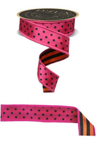 Shop For 1.5" Polka Dot Striped Fused Ribbon: Hot Pink (10 Yards)