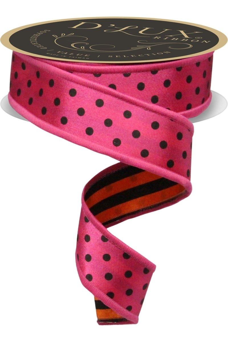 Shop For 1.5" Polka Dot Striped Fused Ribbon: Hot Pink (10 Yards)