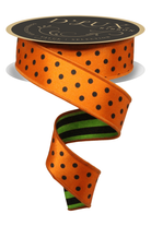 Shop For 1.5" Polka Dot Striped Fused Ribbon: Orange (10 Yards)