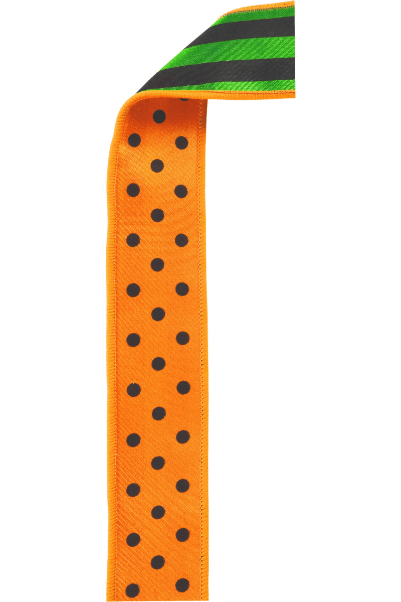 Shop For 1.5" Polka Dot Striped Fused Ribbon: Orange (10 Yards)