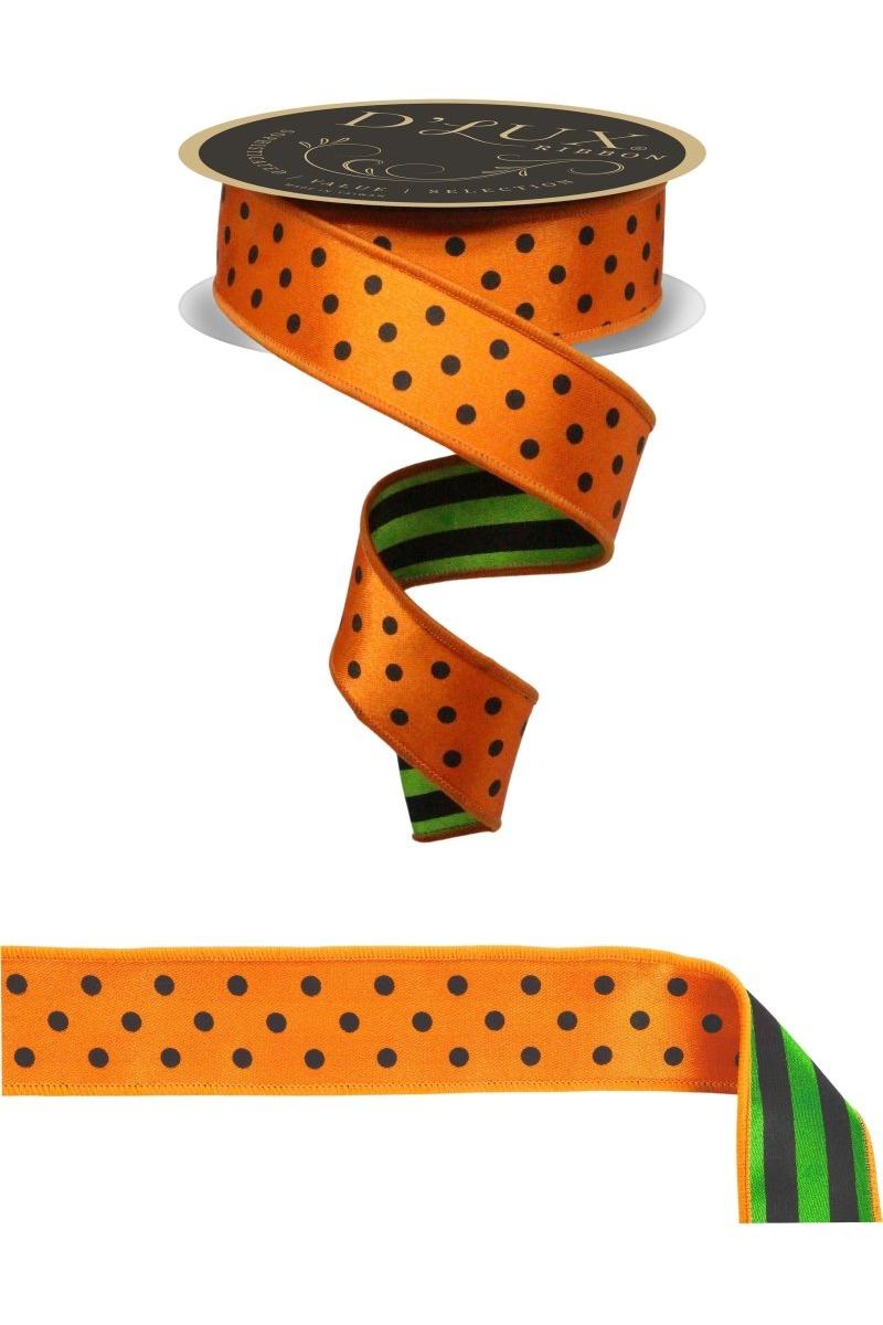 Shop For 1.5" Polka Dot Striped Fused Ribbon: Orange (10 Yards)