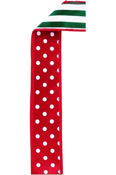 Shop For 1.5" Polka Dot Striped Fused Ribbon: Red/Green/White (10 Yards)