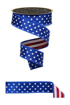 Shop For 1.5" Polka Dot Striped Fused Ribbon: RWB (10 Yards)