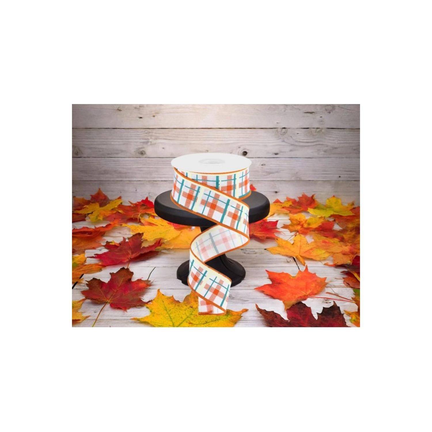 1.5" Printed Plaid on Royal: White (10 Yards)