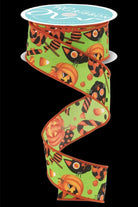 Shop For 1.5" Pumpkin Cat Candy Ribbon: Lime Green (10 Yards) RGF130833