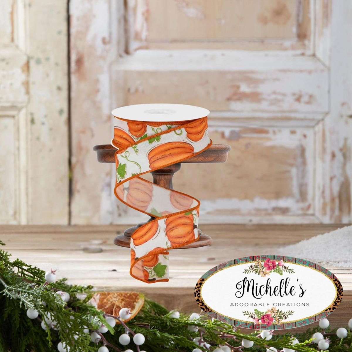 Shop For 1.5" Pumpkin Patch Ribbon: Off White (10 Yards)