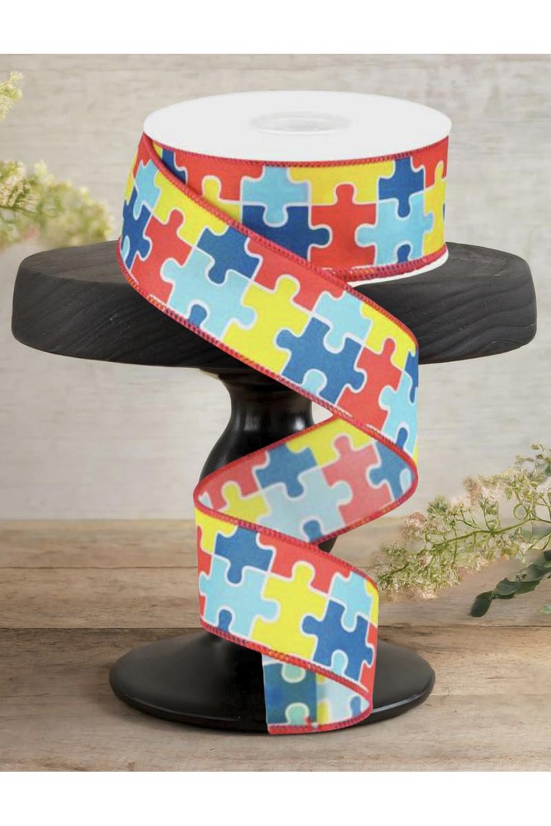 Shop For 1.5" Puzzle Piece Ribbon: Autism Awareness (10 Yards)