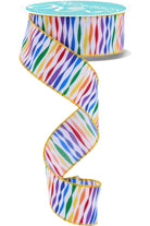 Shop For 1.5" Rainbow Twisted Stripe Ribbon: White (10 Yards) at Michelle's aDOORable Creations