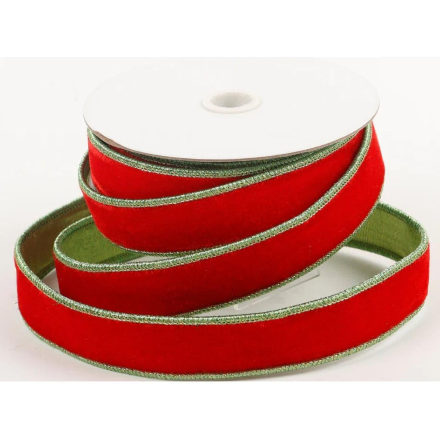 Shop For 1.5" Red Velvet Lime Green Dupion Ribbon (5 Yards)