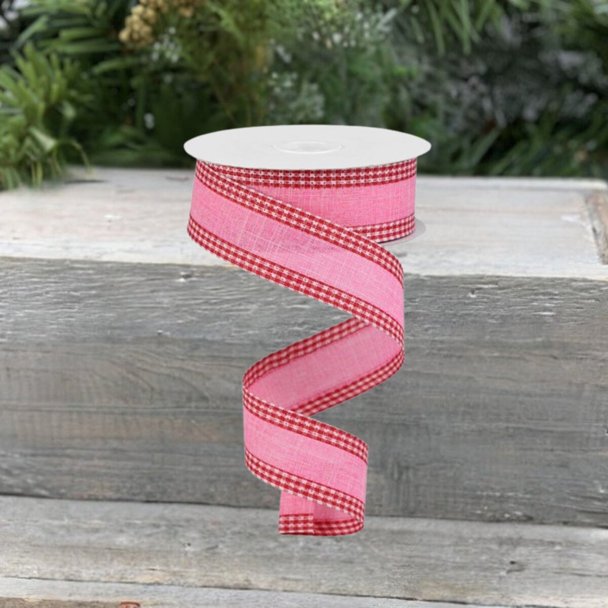 Shop For 1.5" Royal Burlap Gingham Edge Ribbon: Pink/Red (10 Yards)