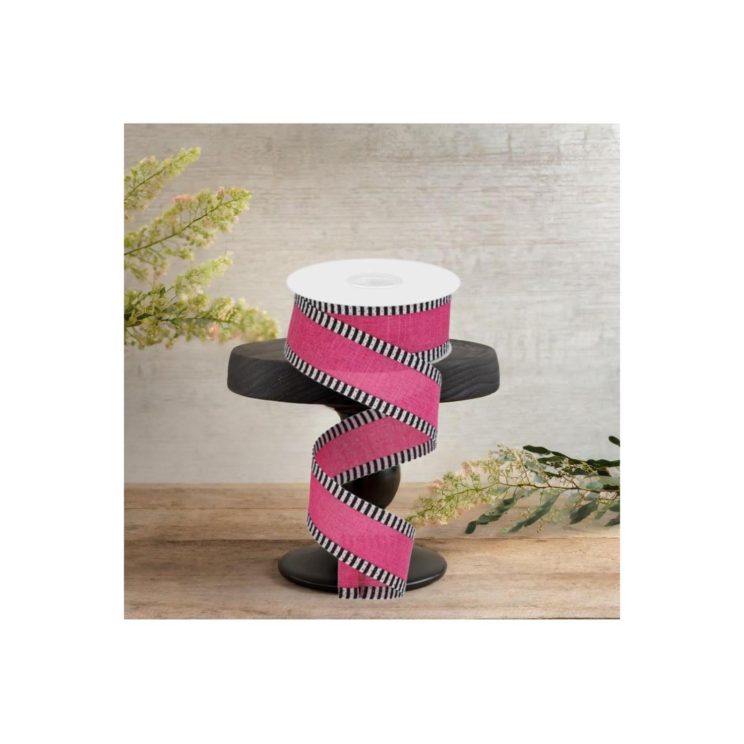 1.5" Royal Burlap Thin Stripe Ribbon: Fuchsia (10 Yards)