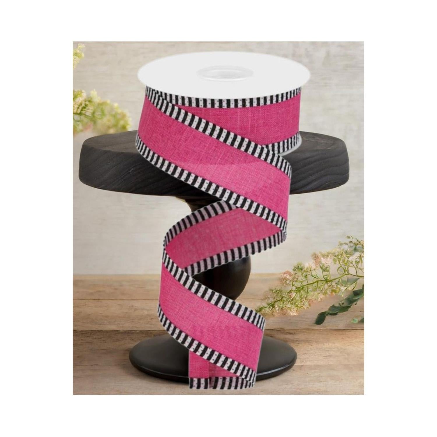 1.5" Royal Burlap Thin Stripe Ribbon: Fuchsia (10 Yards)