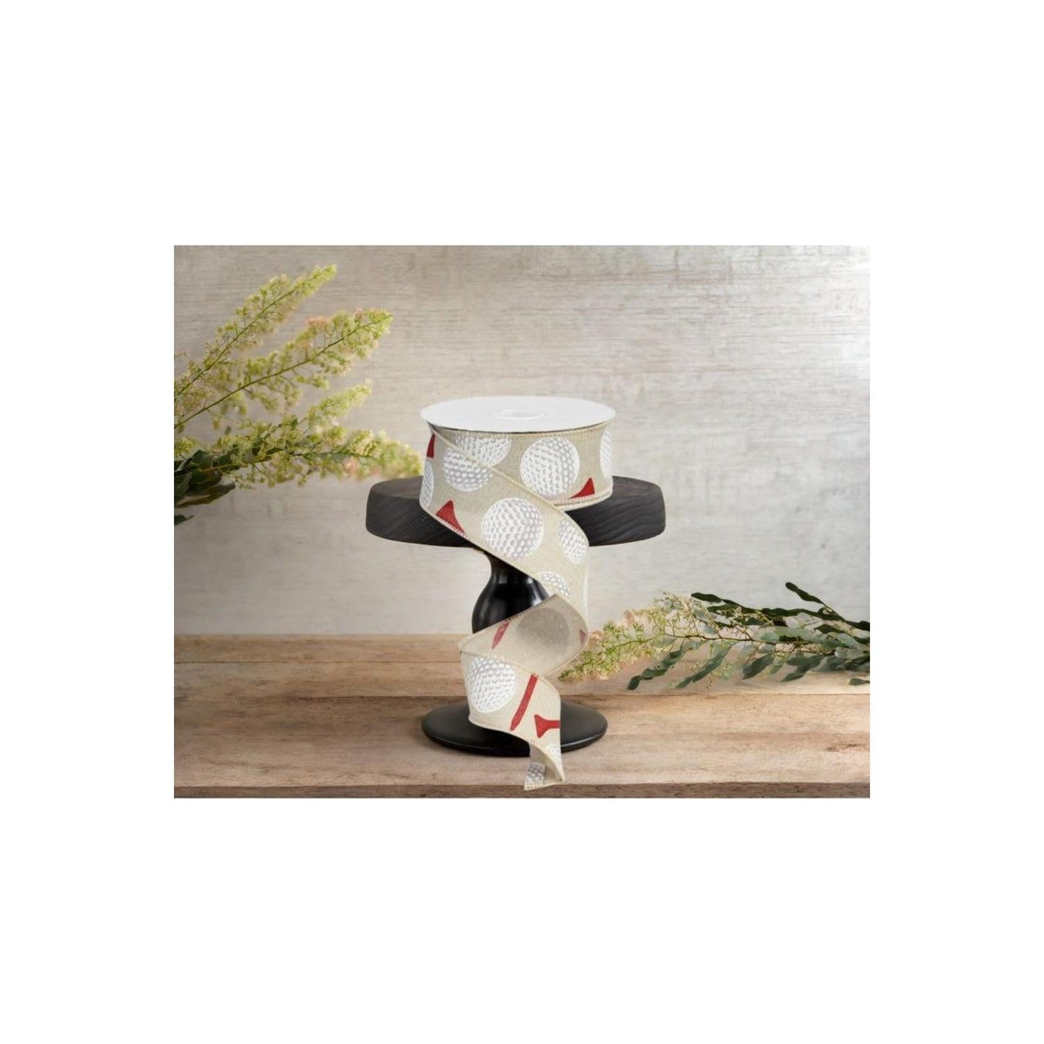 Shop For 1.5" Royal Canvas Golf Balls & Tee Ribbon: Light Natural (10 Yards) at Michelle's aDOORable Creations