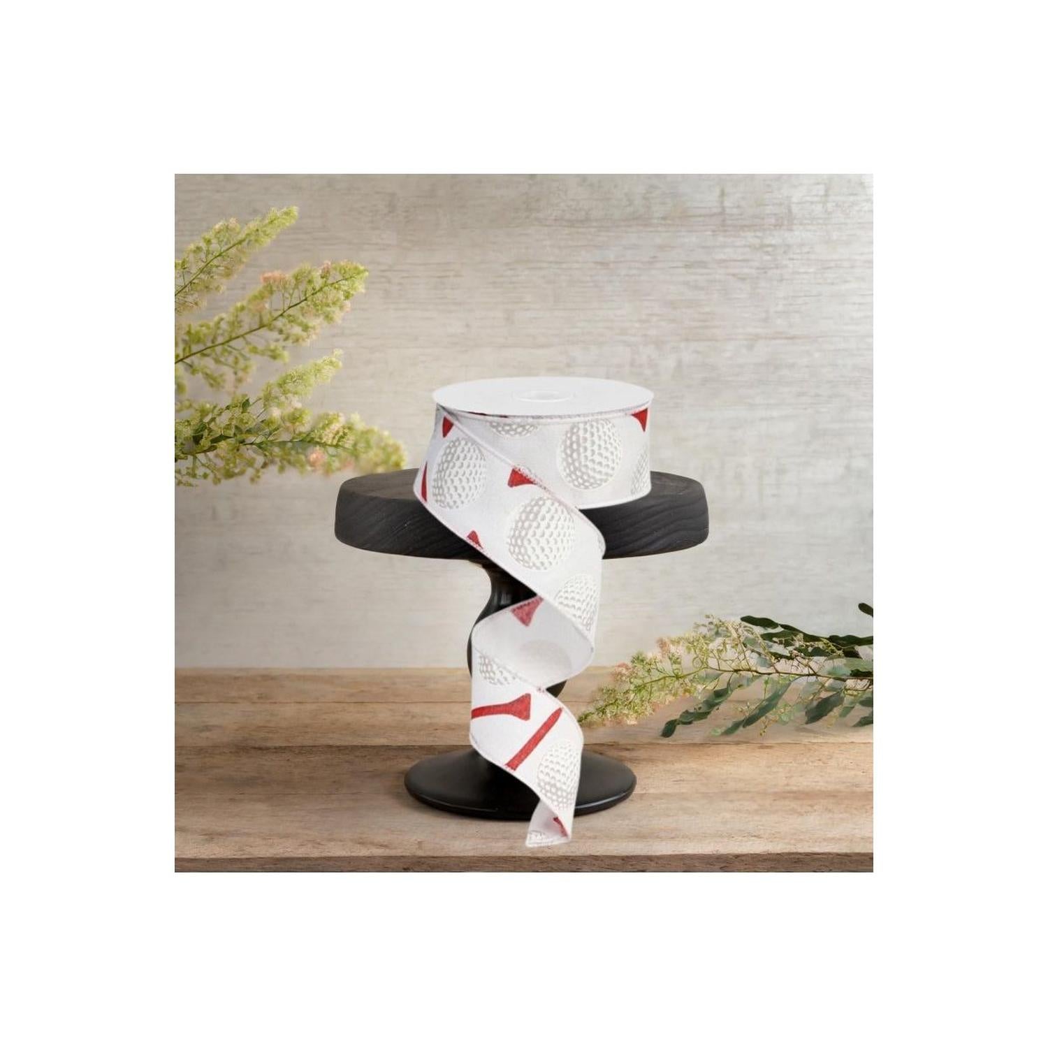 1.5" Royal Canvas Golf Balls & Tee Ribbon: White (10 Yards)