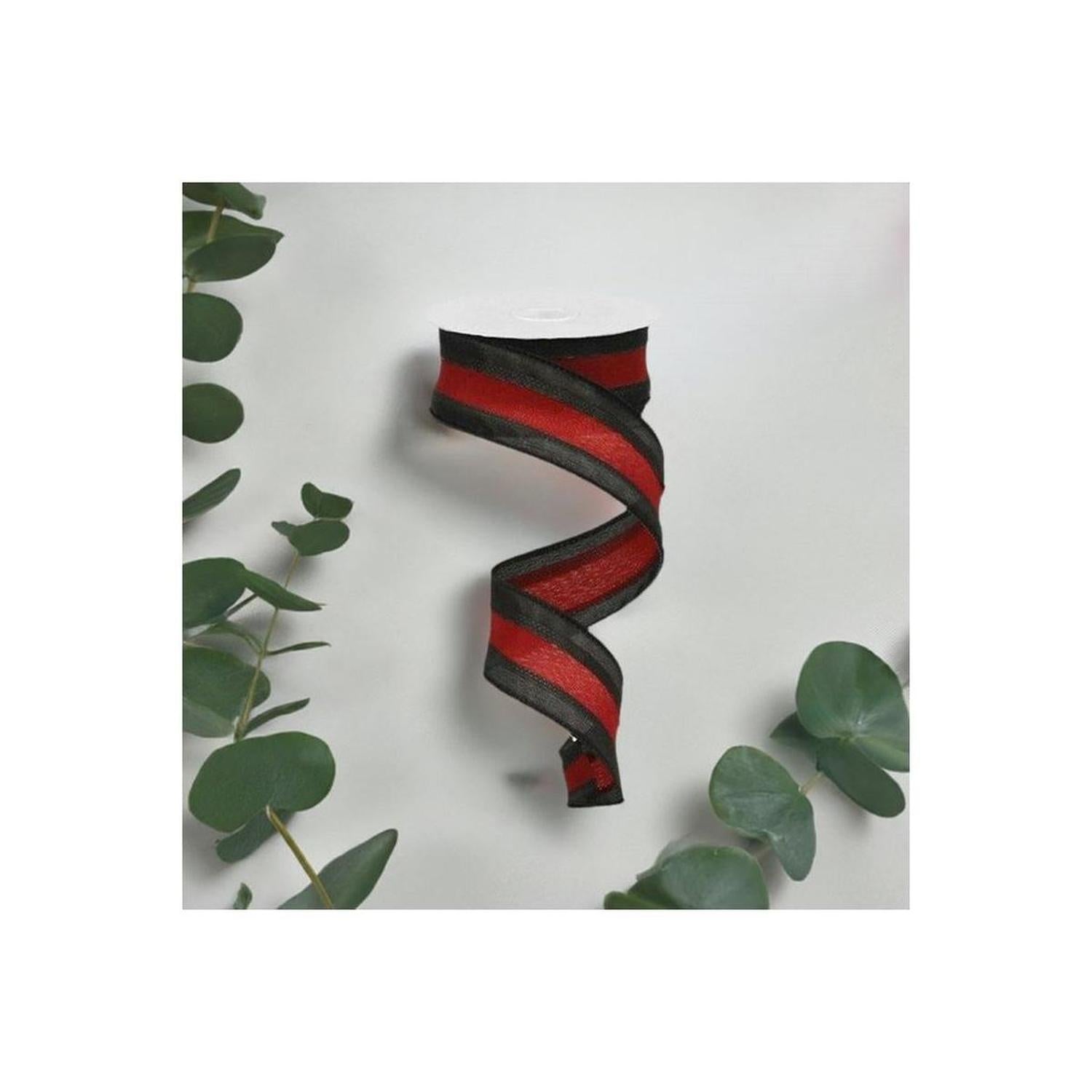Shop For 1.5" Satin Team Stripe Ribbon: Black & Garnet (10 Yards) at Michelle's aDOORable Creations