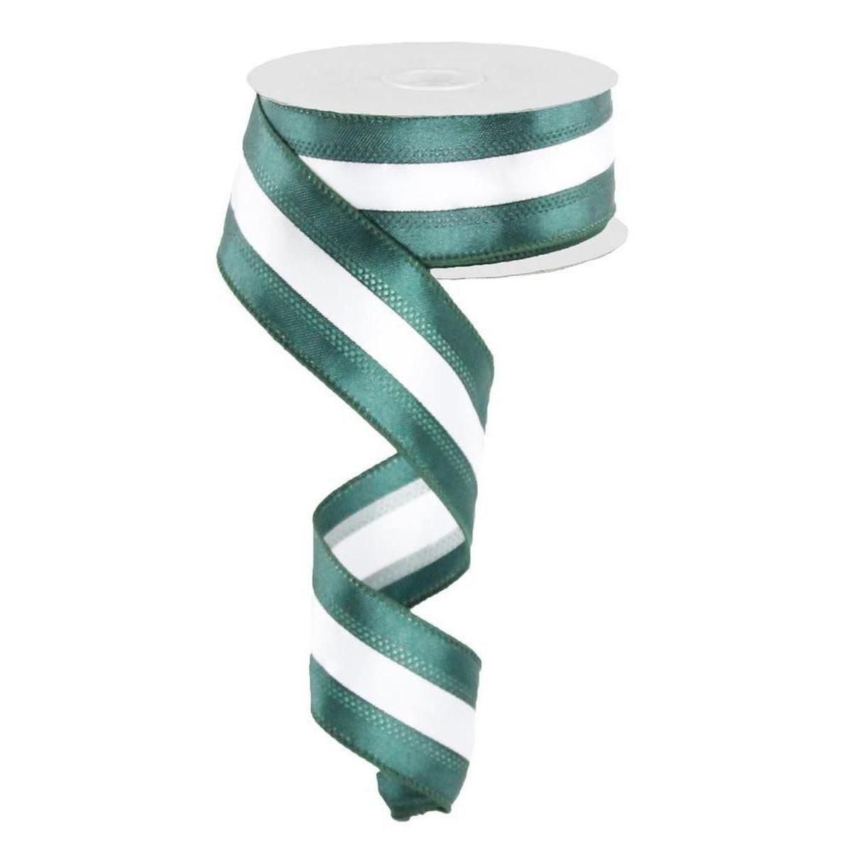 Shop For 1.5" Satin Team Stripe Ribbon: Hunter Green & White (10 Yards)