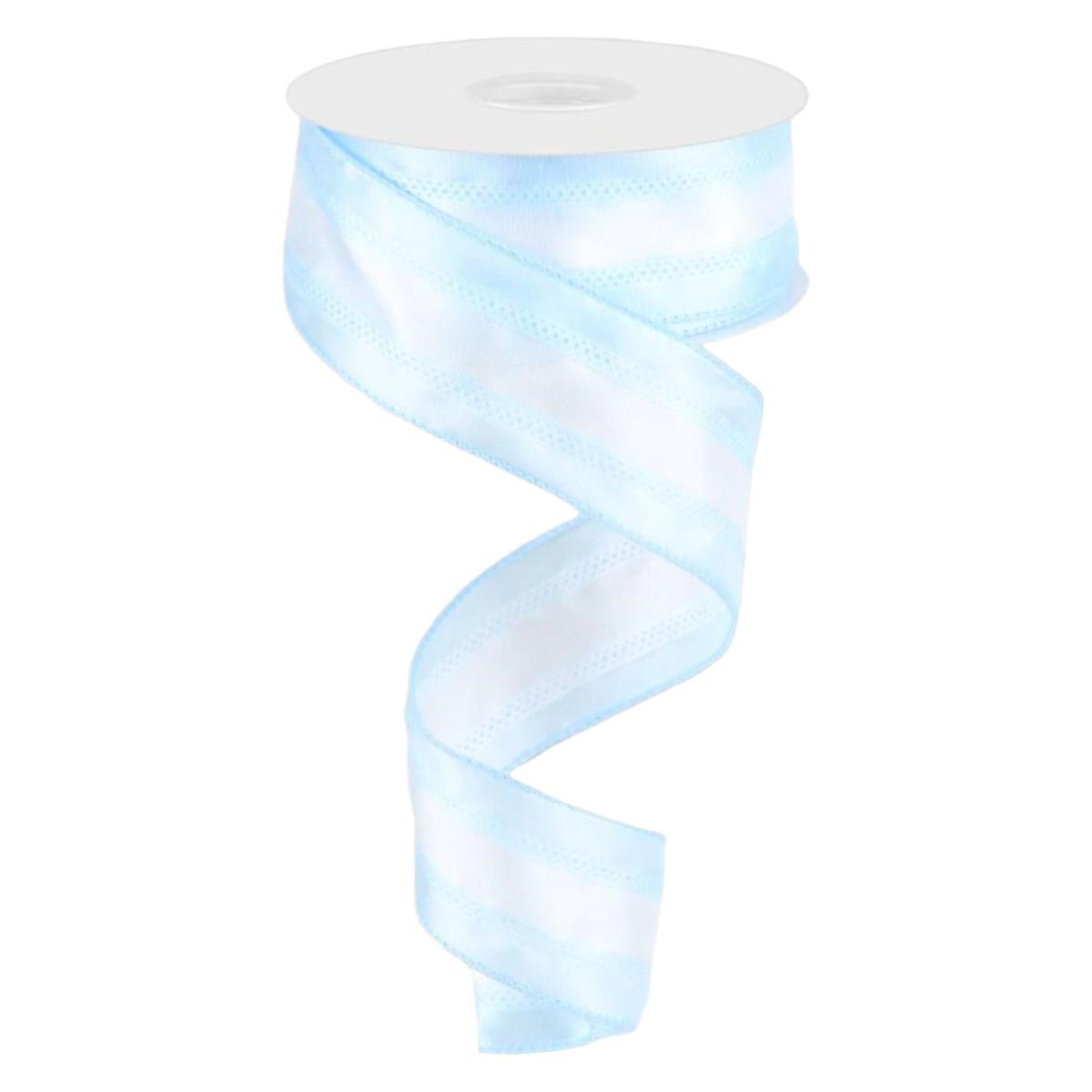 Shop For 1.5" Satin Team Stripe Ribbon: Light Blue & White (10 Yards)