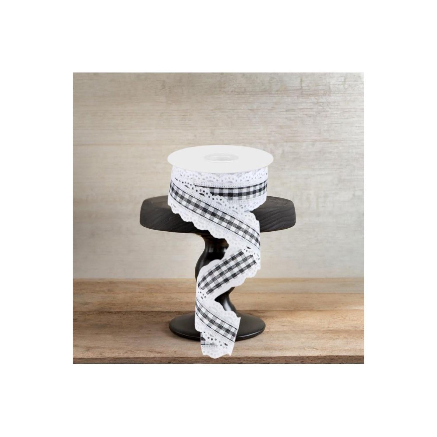 Shop For 1.5" Scalloped Edge Gingham Ribbon: White (10 Yard)