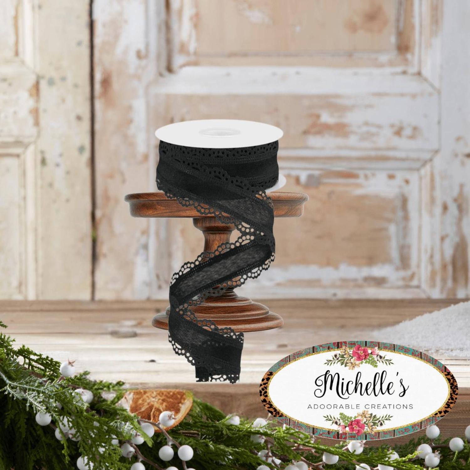 1.5" Scalloped Edge Ribbon: Black (10 Yard)